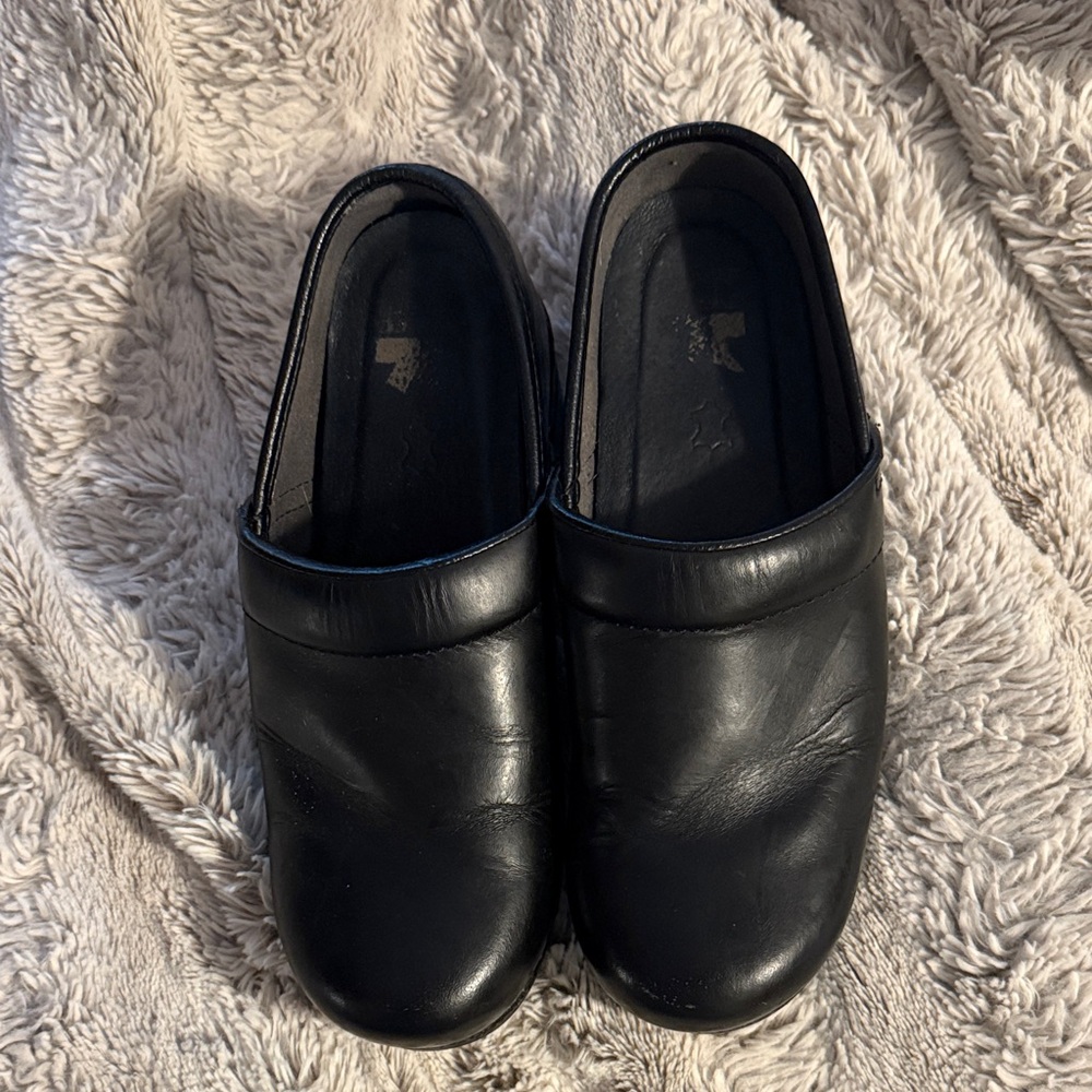 Dansko Black Leather Clogs - Picture 1 of 3